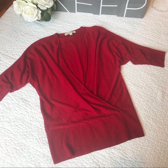LOFT Sweaters - LOFT super soft red sweater with overlapping front